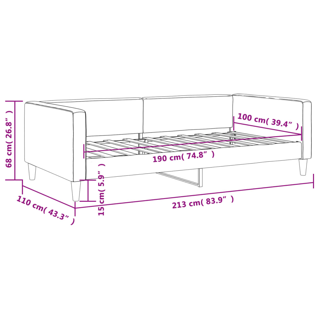 Day Bed without Mattress Dark Gray 39.4"x74.8" Fabric