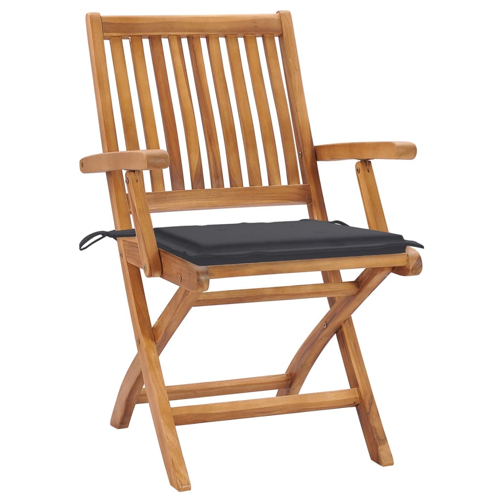 Folding Patio Chairs with Cushions 4 pcs Solid Teak Wood