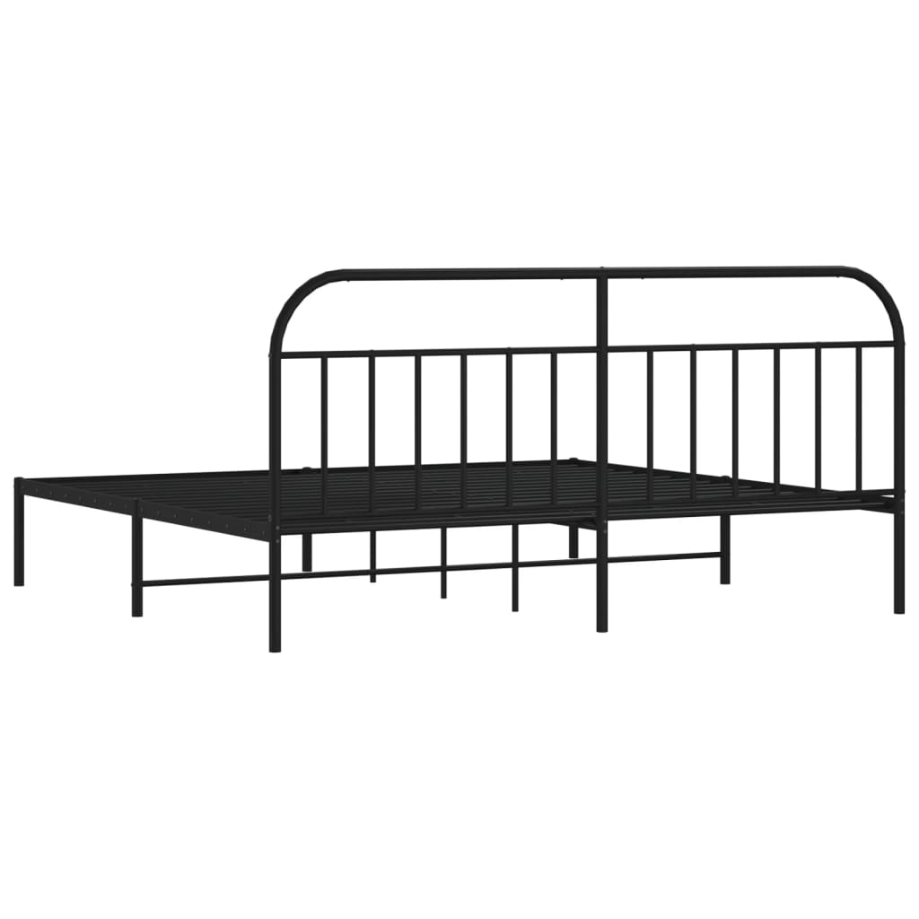 Metal Bed Frame without Mattress with Headboard Black 76"x79.9"