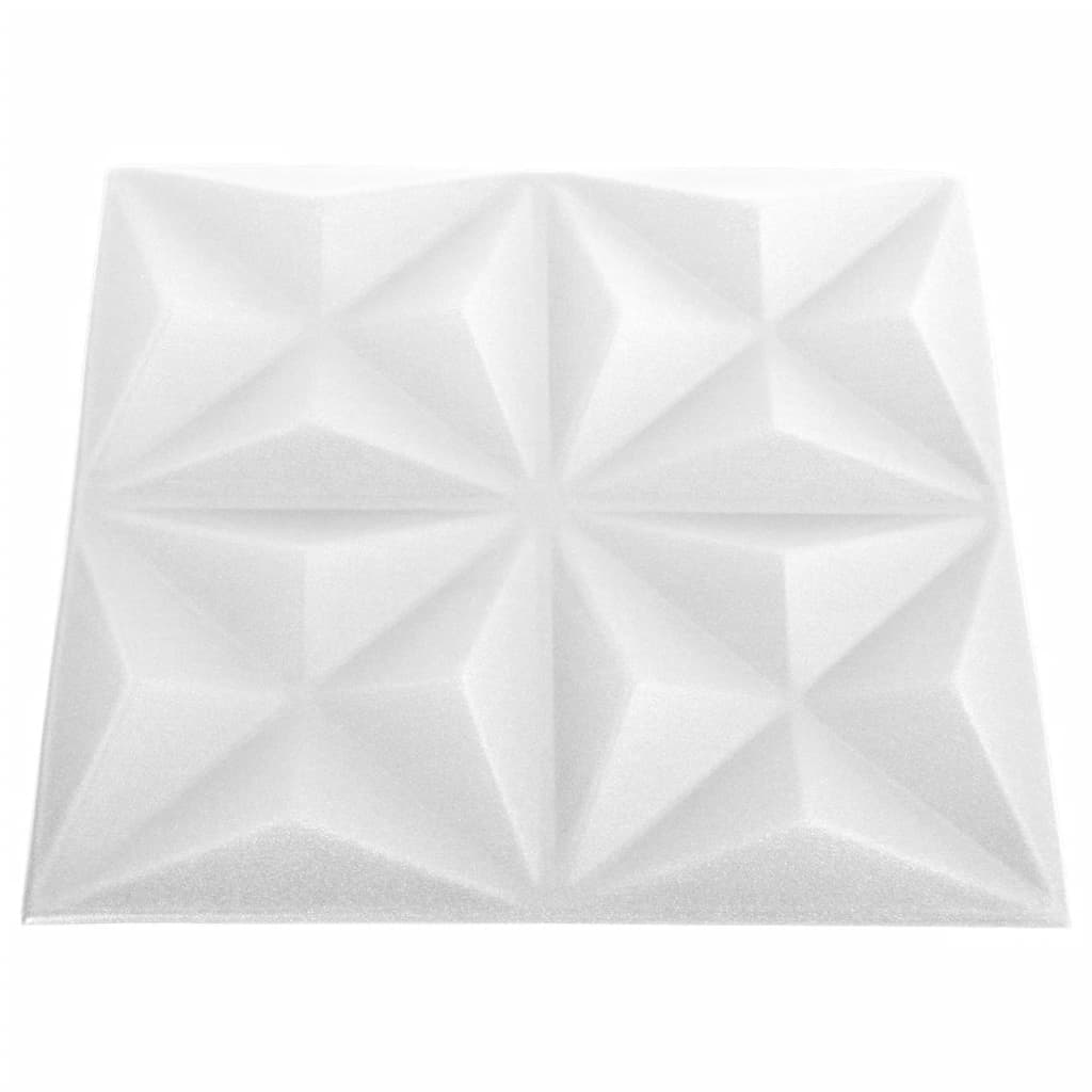 3D Wall Panels 24 pcs 19.7"x19.7" Origami White 64.6 ft��