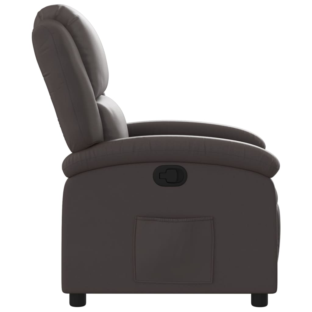 Recliner Chair Dark Brown Real Leather