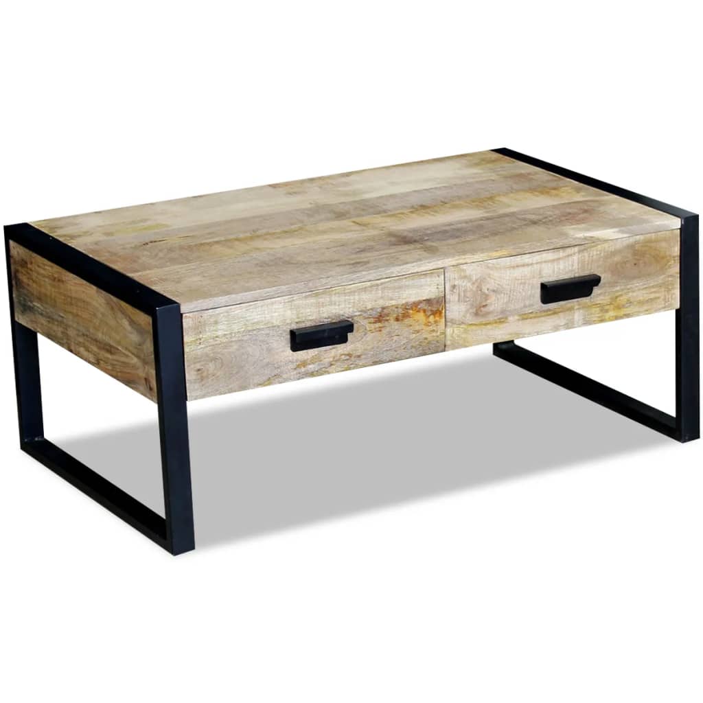 Coffee Table with 2 Drawers Solid Mango Wood 39.4"x23.6"x15.7"