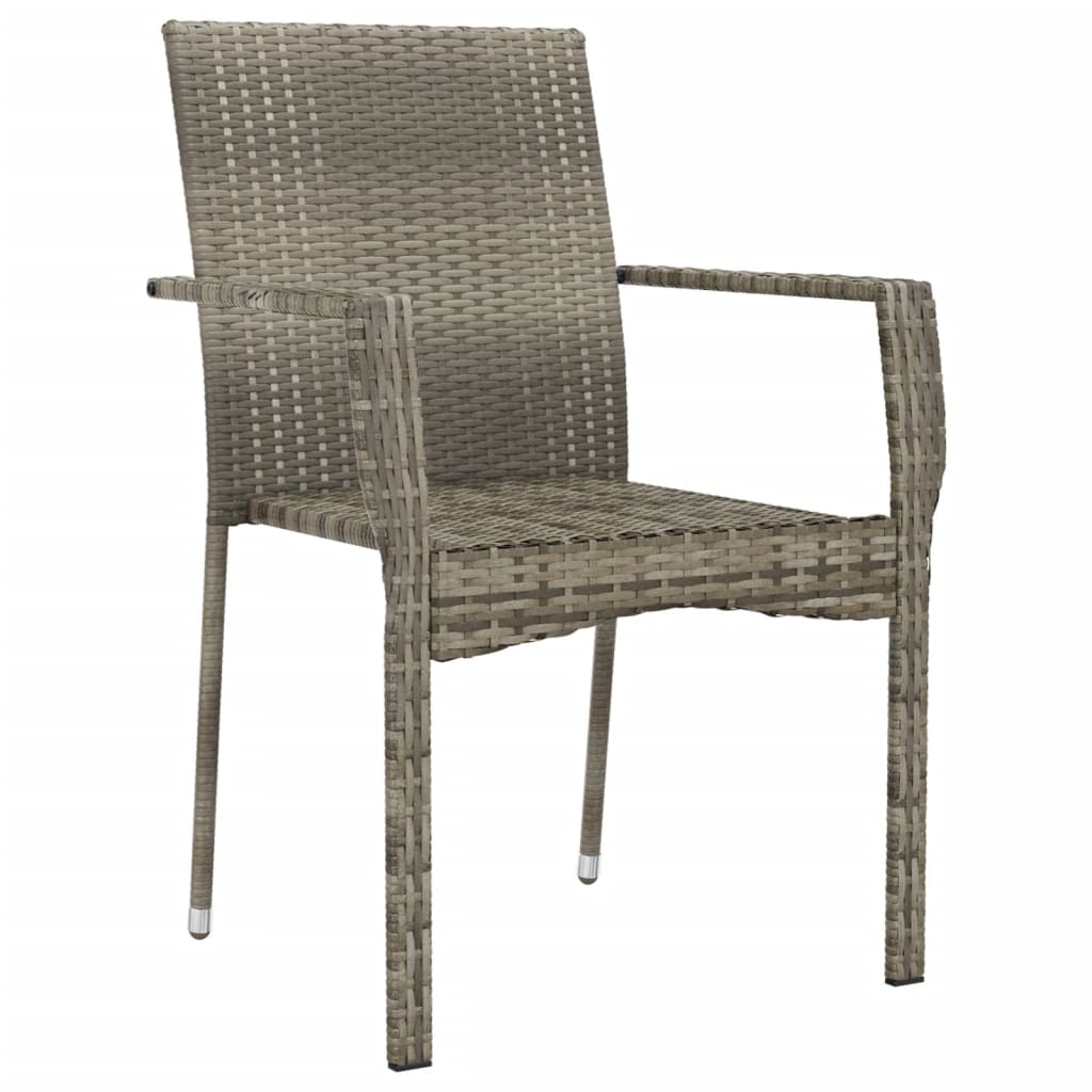 Patio Chairs with Cushions 4 pcs Poly Rattan Gray