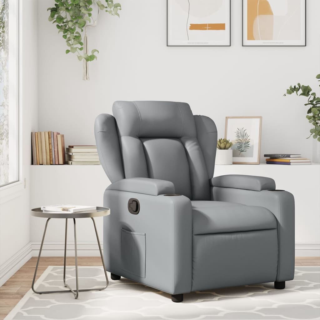 Massage Recliner Chair Cream Faux Leather