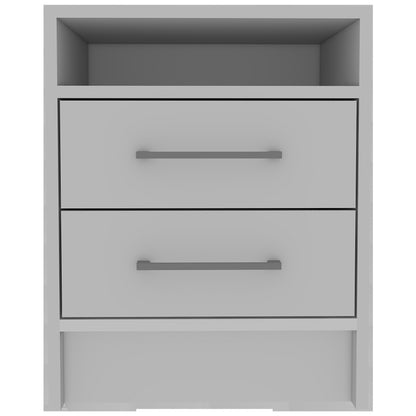 White Open Compartment Two Drawer Nightstand