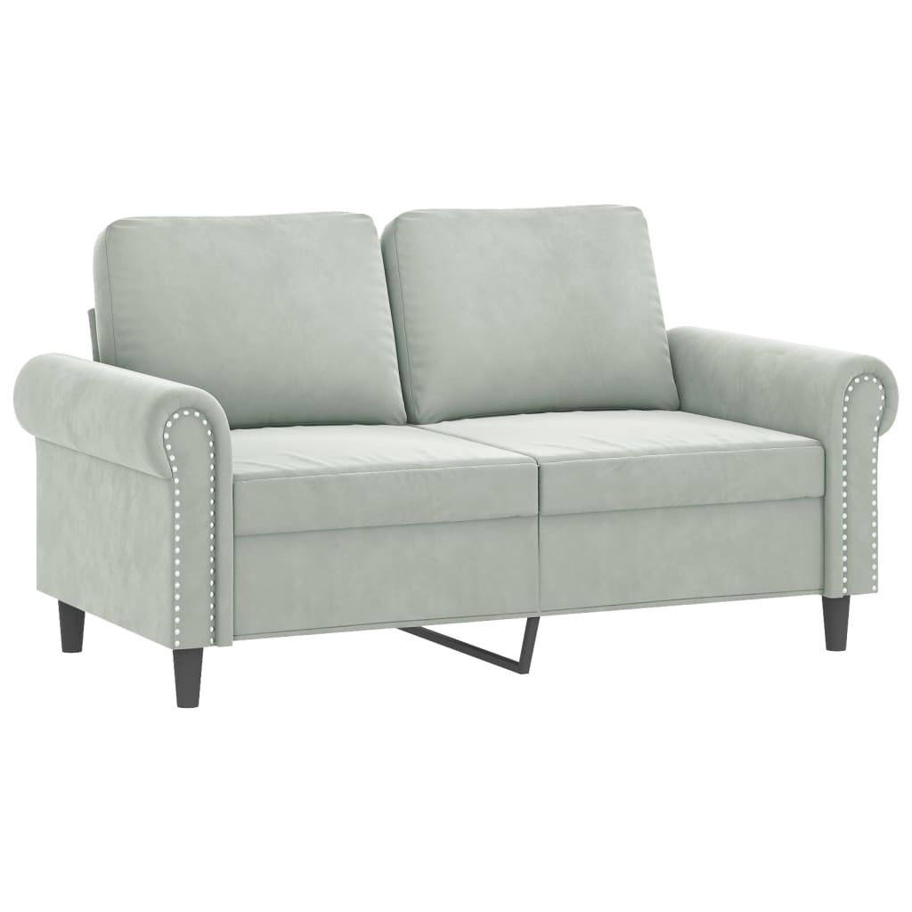 2 Piece Sofa Set with Pillows Light Gray Velvet