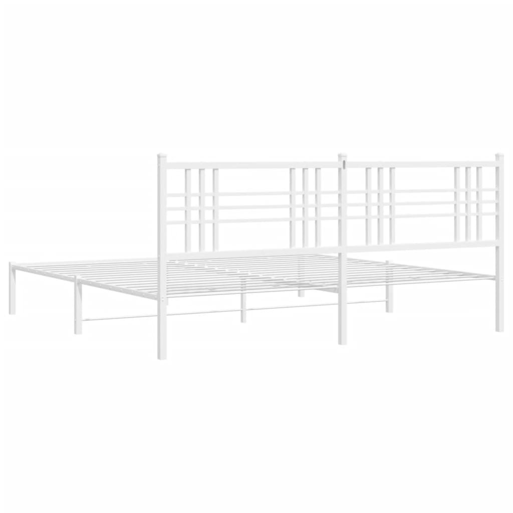 Metal Bed Frame without Mattress with Headboard White 76"x79.9"