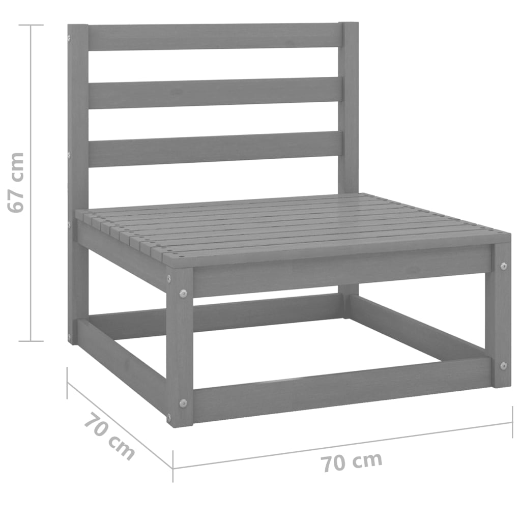 3 Piece Patio Lounge Set Gray Solid Pinewood