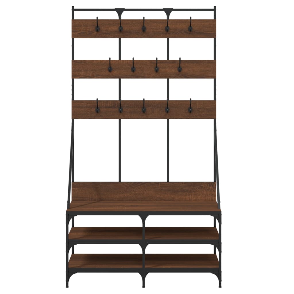 Clothes Rack with Shoe Storage Brown Oak 39.4"x15.7"x72.4"