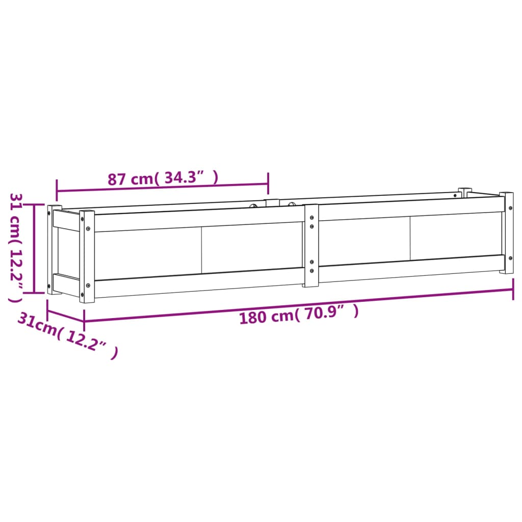 Garden Planter 70.9"x12.2"x12.2" Impregnated Wood Pine