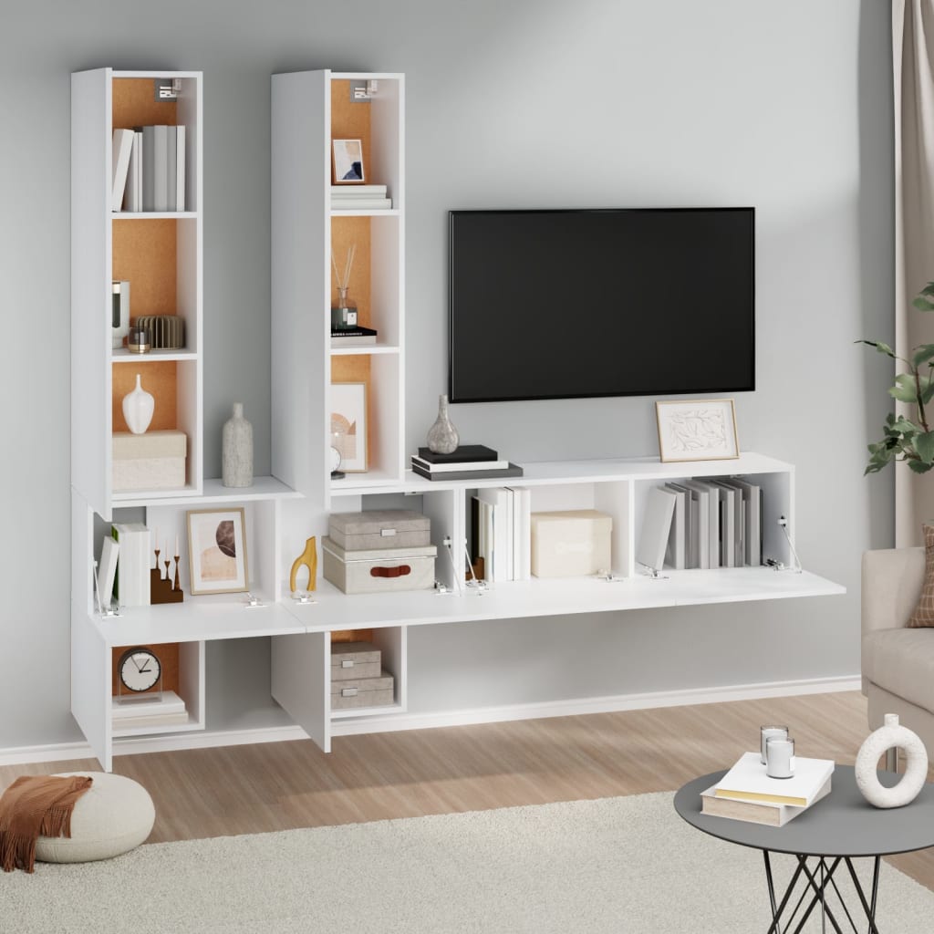 Wall-mounted TV Stand White Engineered Wood