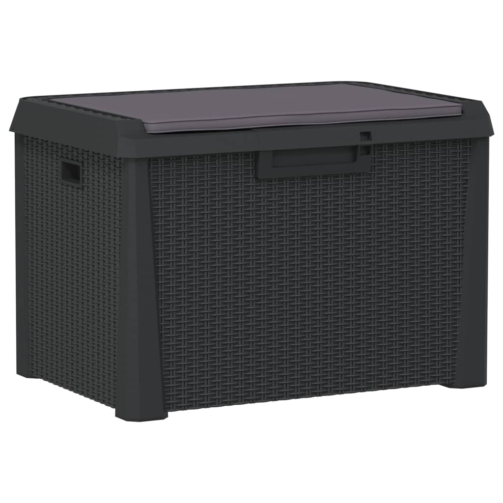 Patio Storage Box with Seat Cushion Anthracite 33 gal PP