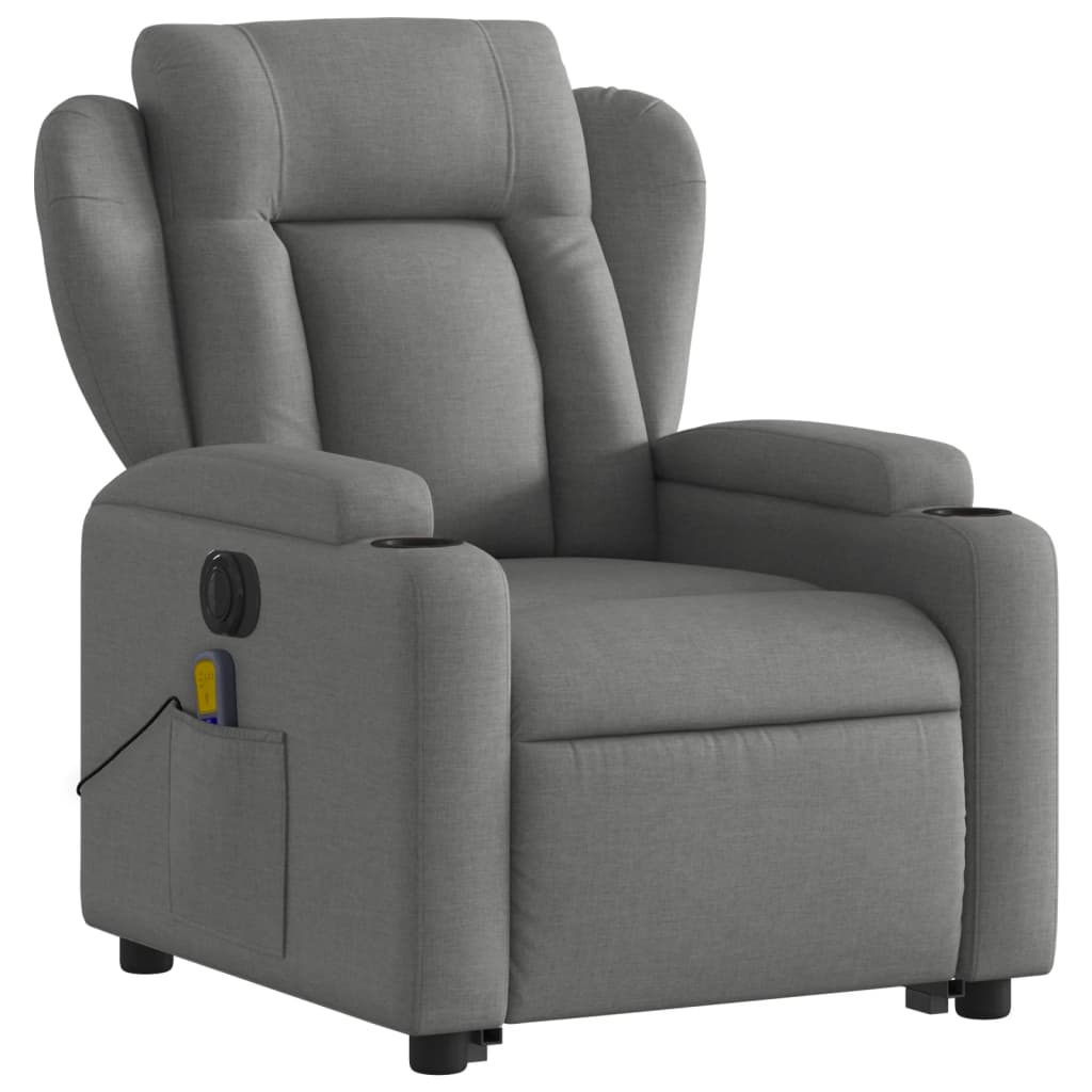 Electric Stand up Massage Recliner Chair Dark Gray Fabric