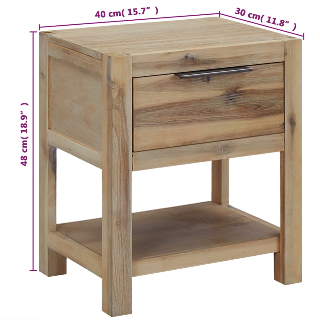 Nightstands with Drawers 2 pcs 15.7"x11.8"x18.9" Solid Acacia Wood