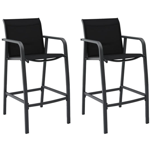 Patio Bar Chairs 2 pcs Black Textilene