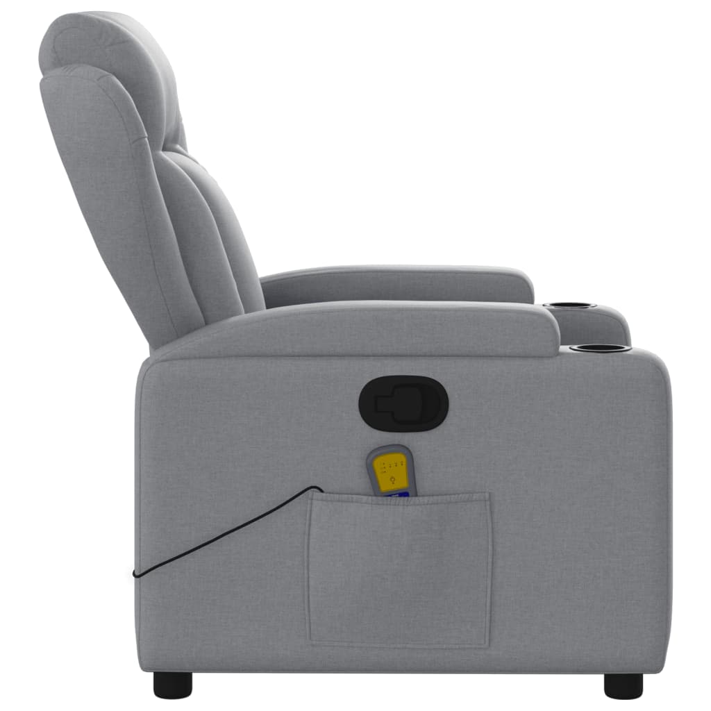 Massage Recliner Chair Light Gray Fabric