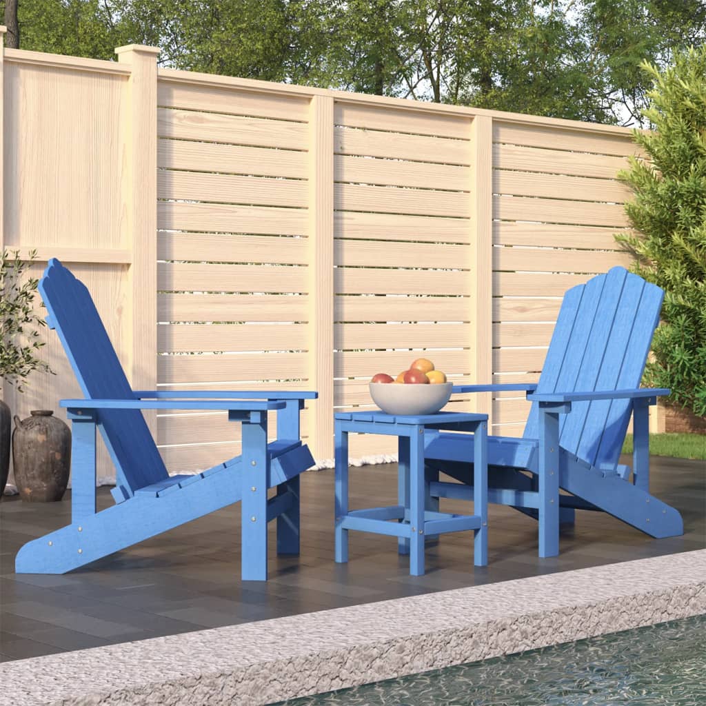 Patio Adirondack Chairs with Table HDPE Aqua Blue