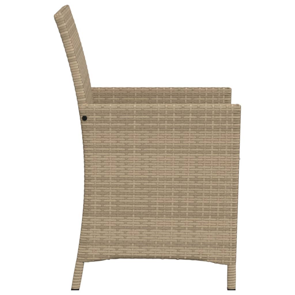 3 Piece Bistro Set with Cushions Beige Poly Rattan