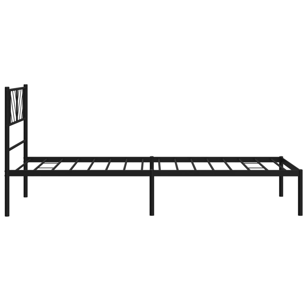 Metal Bed Frame without Mattress with Headboard Black 39.4"x78.7"