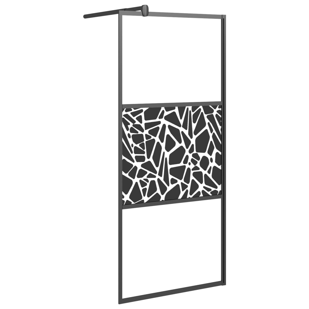 Walk-in Shower Wall with Shelf Black 39.4"x76.8" ESG Glass&Aluminum