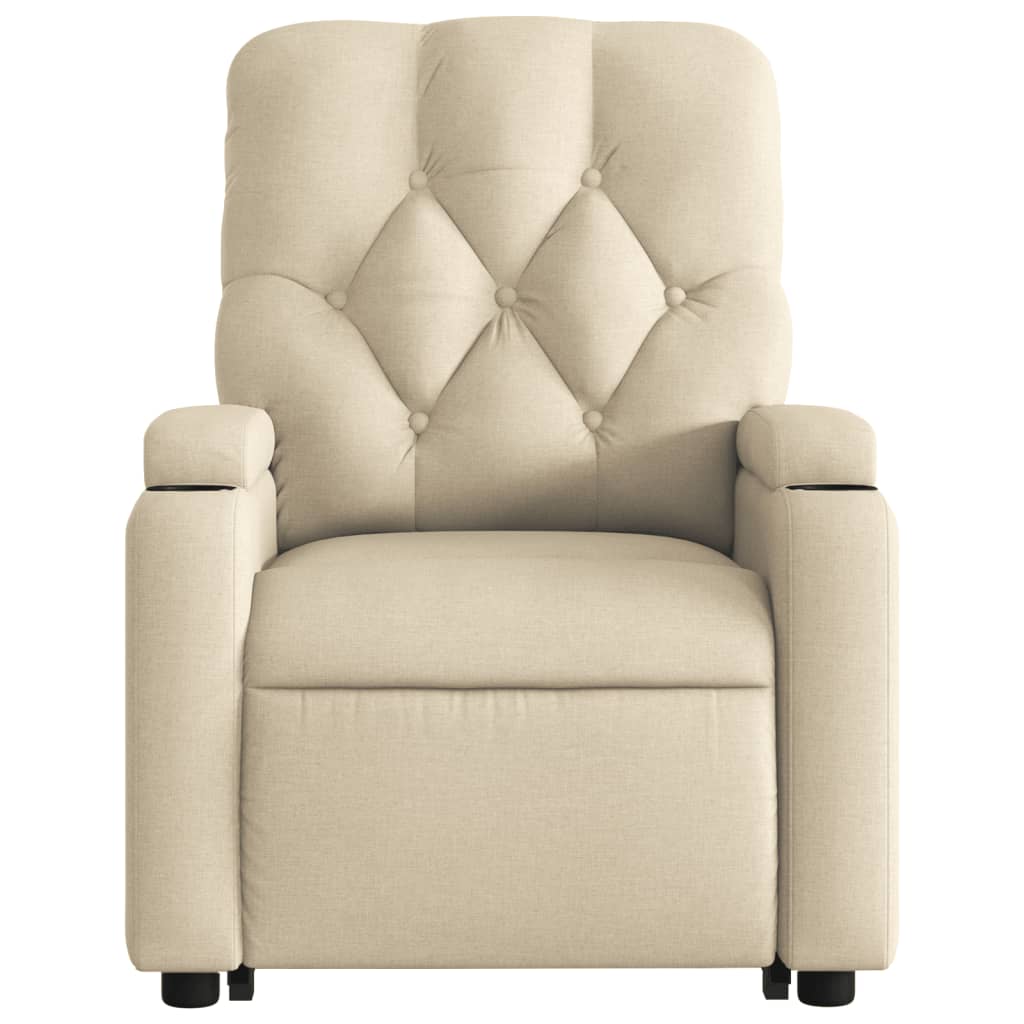 Electric Stand up Massage Recliner Chair Cream Fabric