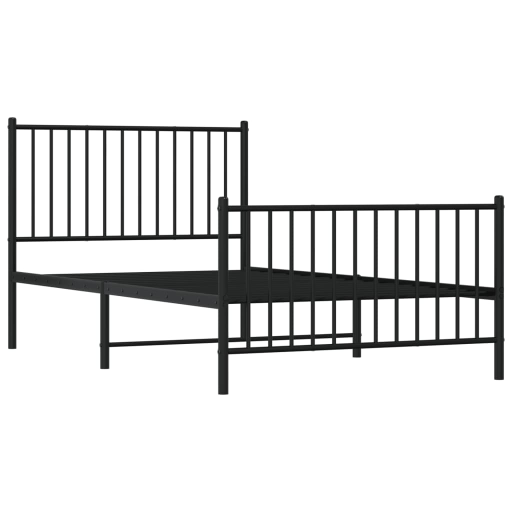 Metal Bed Frame without Mattress with Footboard Black 39.4"x74.8"