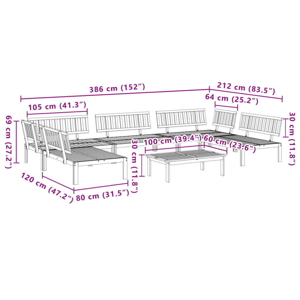 6 Piece Patio Pallet Sofa Set Solid Wood Acacia