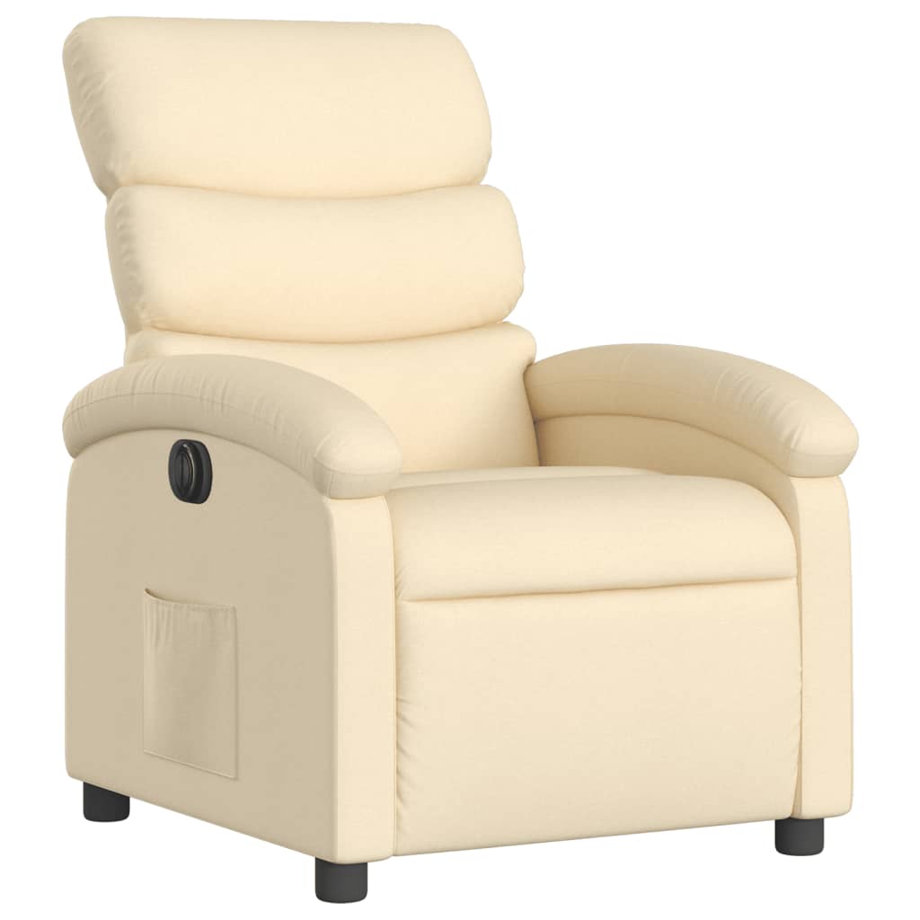 Electric Recliner Chair Cream Fabric