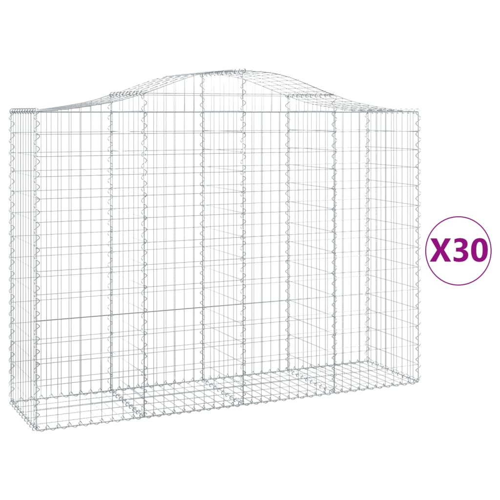 Arched Gabion Baskets 30 pcs 78.7"x19.7"x55.1"/63" Galvanized Iron