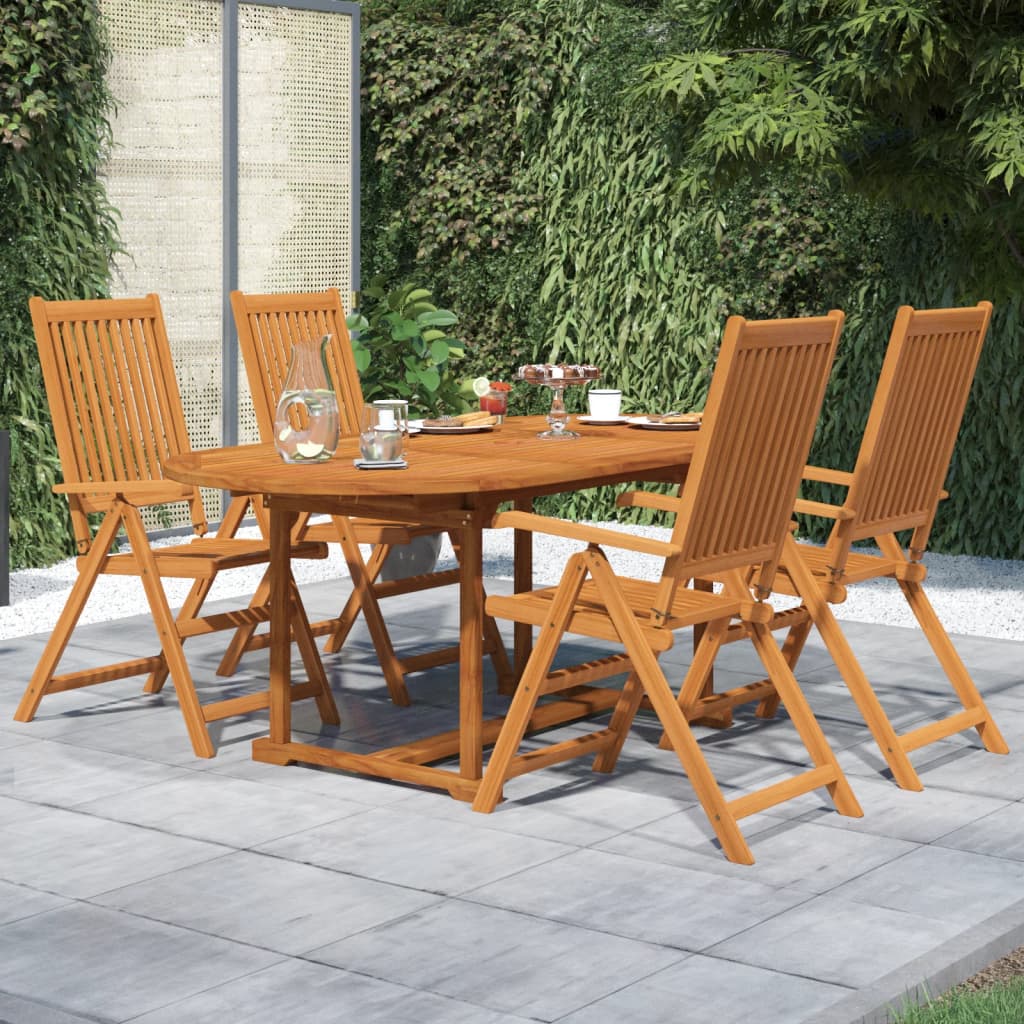 5 Piece Patio Dining Set Solid Wood Acacia