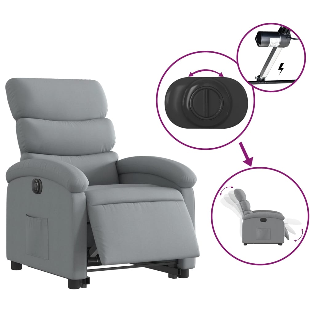 Electric Stand up Recliner Chair Light Gray Fabric