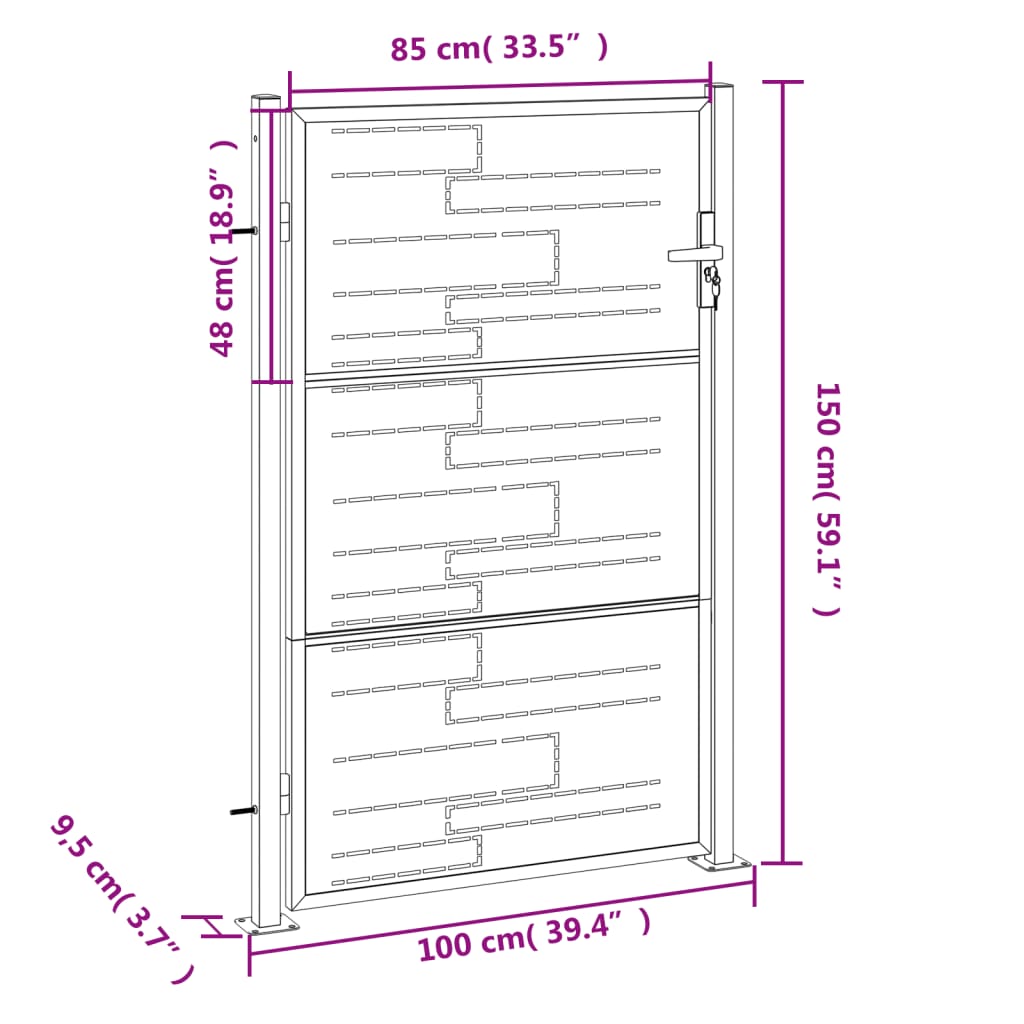 Garden Gate 39.4"x59.1" Stainless Steel