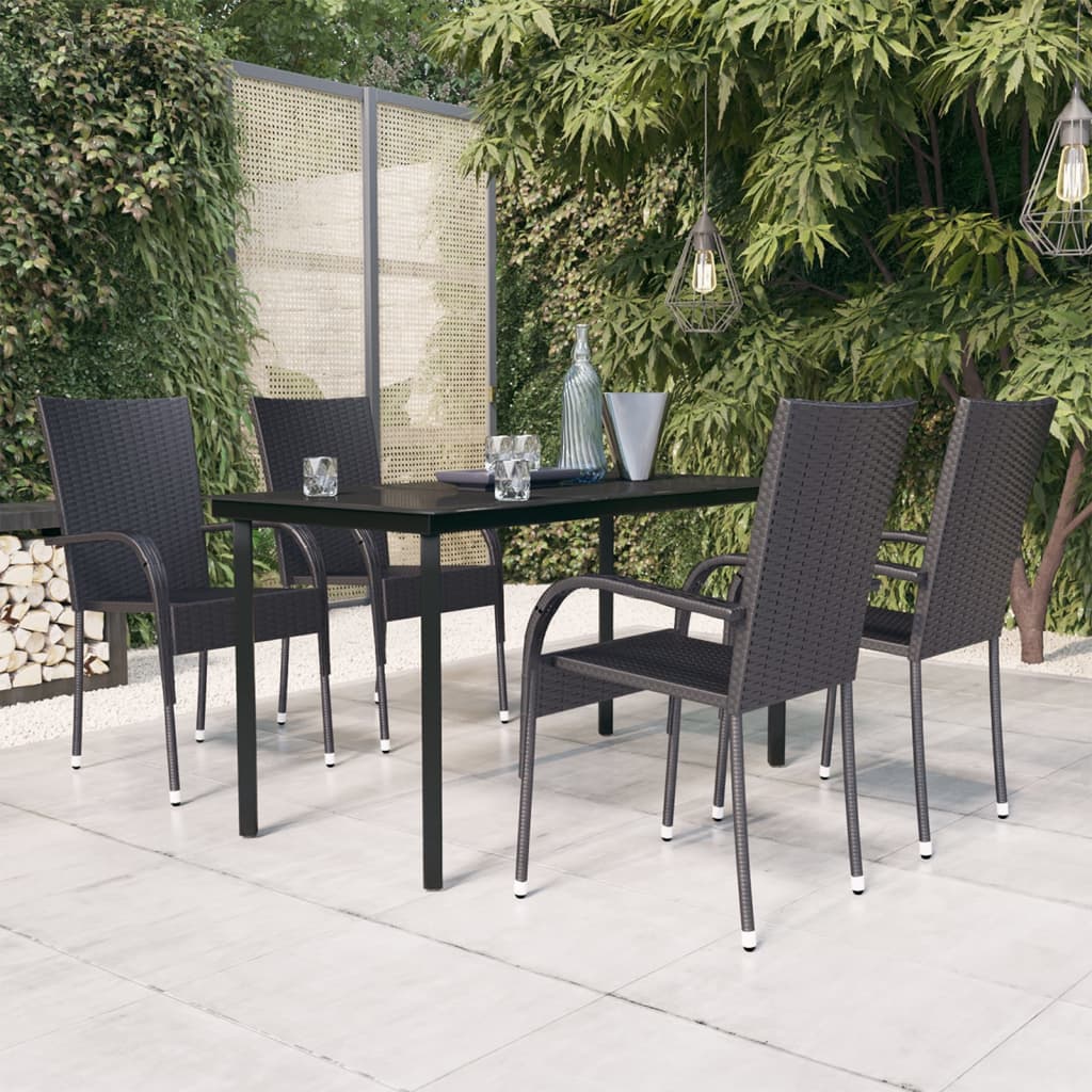 5 Piece Patio Dining Set Black