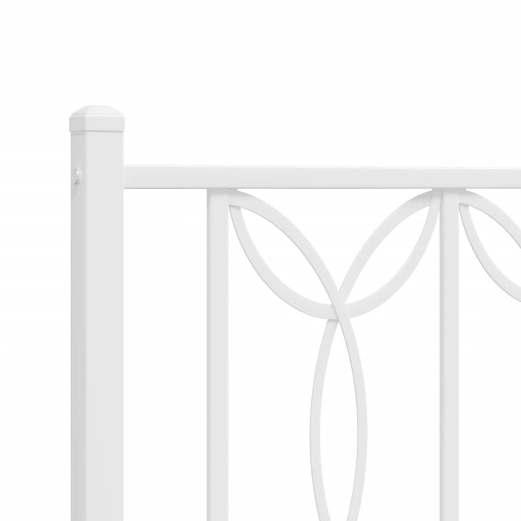 Metal Bed Frame without Mattress with Headboard White 59.1"x78.7"