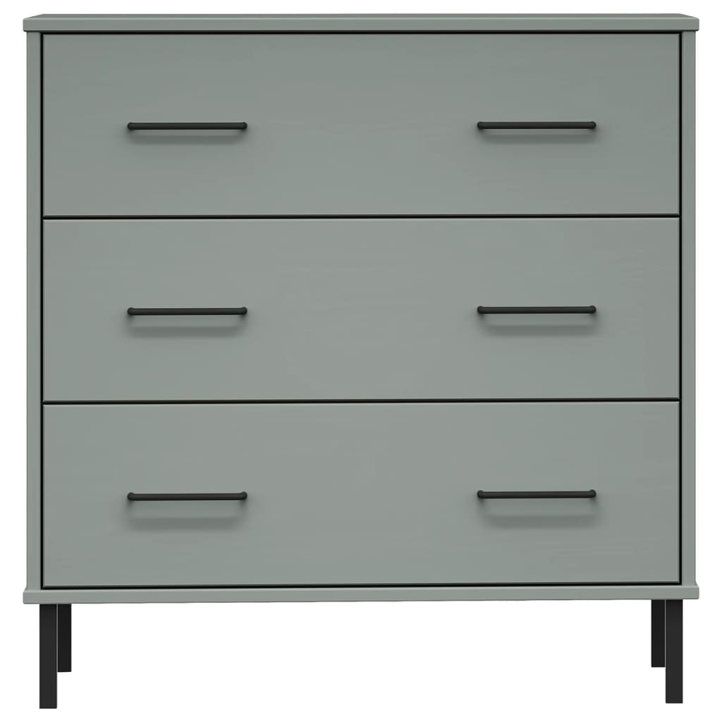 Sideboard with 3 Drawers Gray 30.3"x15.7"x31.3" Solid Wood OSLO