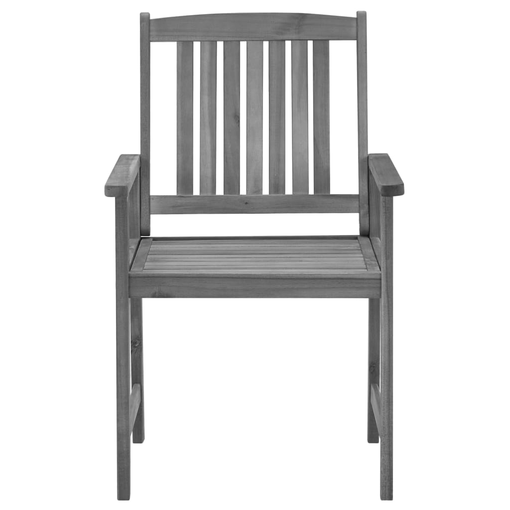 Patio Chairs with Cushions 2 pcs Gray Solid Acacia Wood