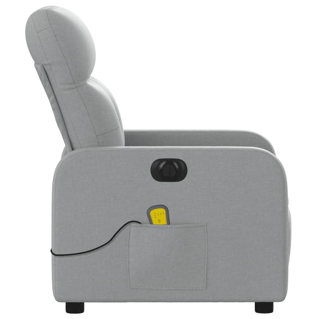 Electric Massage Recliner Chair Light Gray Fabric