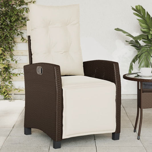 Reclining Patio Chair with Footrest Brown Poly Rattan