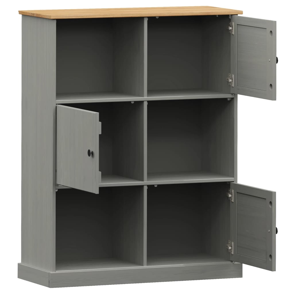 Bookcase VIGO Gray 35.4"x13.8"x45.1" Solid Wood Pine