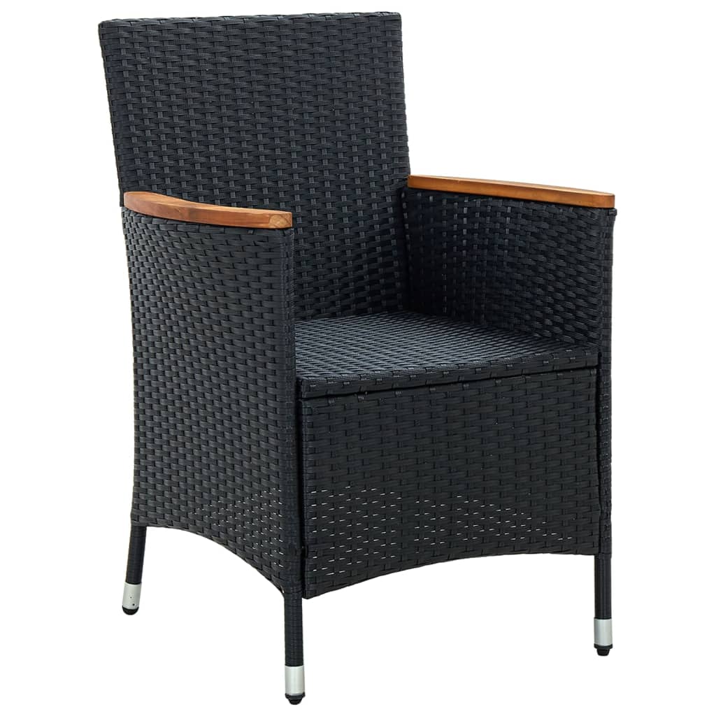 Patio Dining Chairs 4 pcs Poly Rattan Black