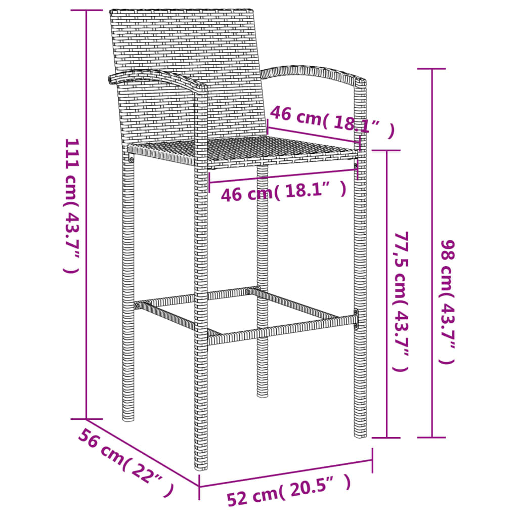 5 Piece Patio Bar Set Gray Poly Rattan