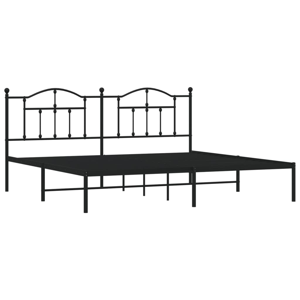 Metal Bed Frame without Mattress with Headboard Black 76"x79.9"