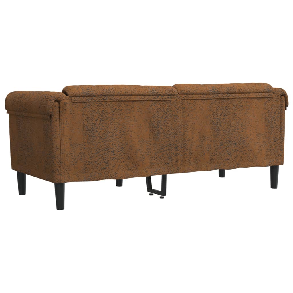 Sofa 2-Seater Brown Faux Suede Leather