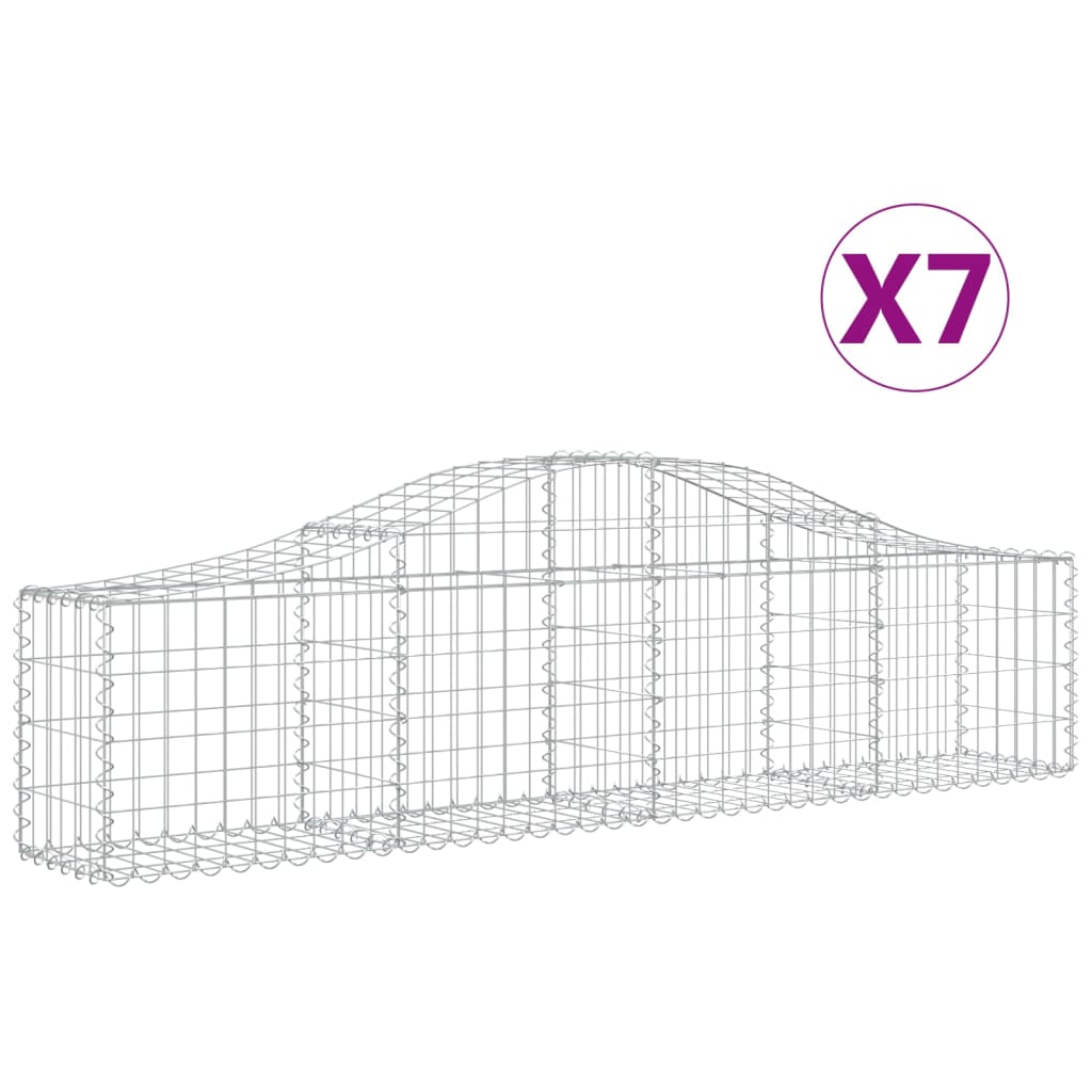 Arched Gabion Baskets 7 pcs 78.7"x11.8"x15.7"/23.6" Galvanized Iron