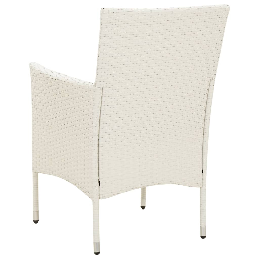 Patio Chairs with Cushions 2 pcs Poly Rattan White