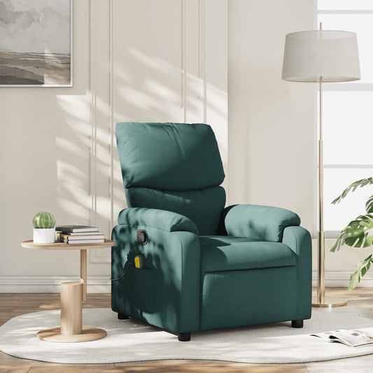 Massage Recliner Chair Dark Green Fabric