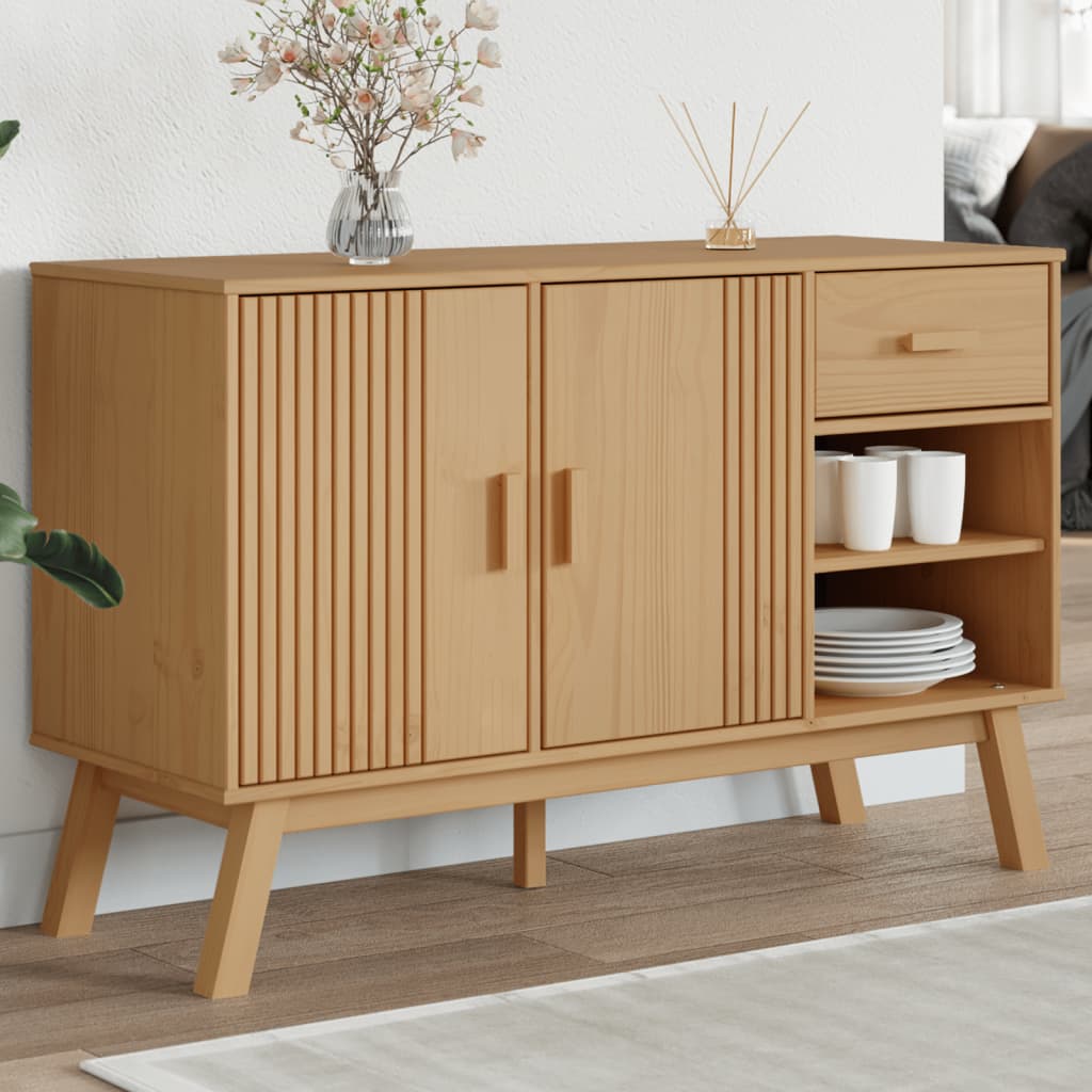 Sideboard OLDEN Brown 44.9"x16.9"x28.9" Solid Wood Pine