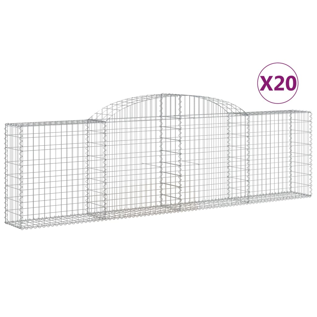 Arched Gabion Baskets 20 pcs 118.1"x11.8"x31.5"/39.4" Galvanized Iron