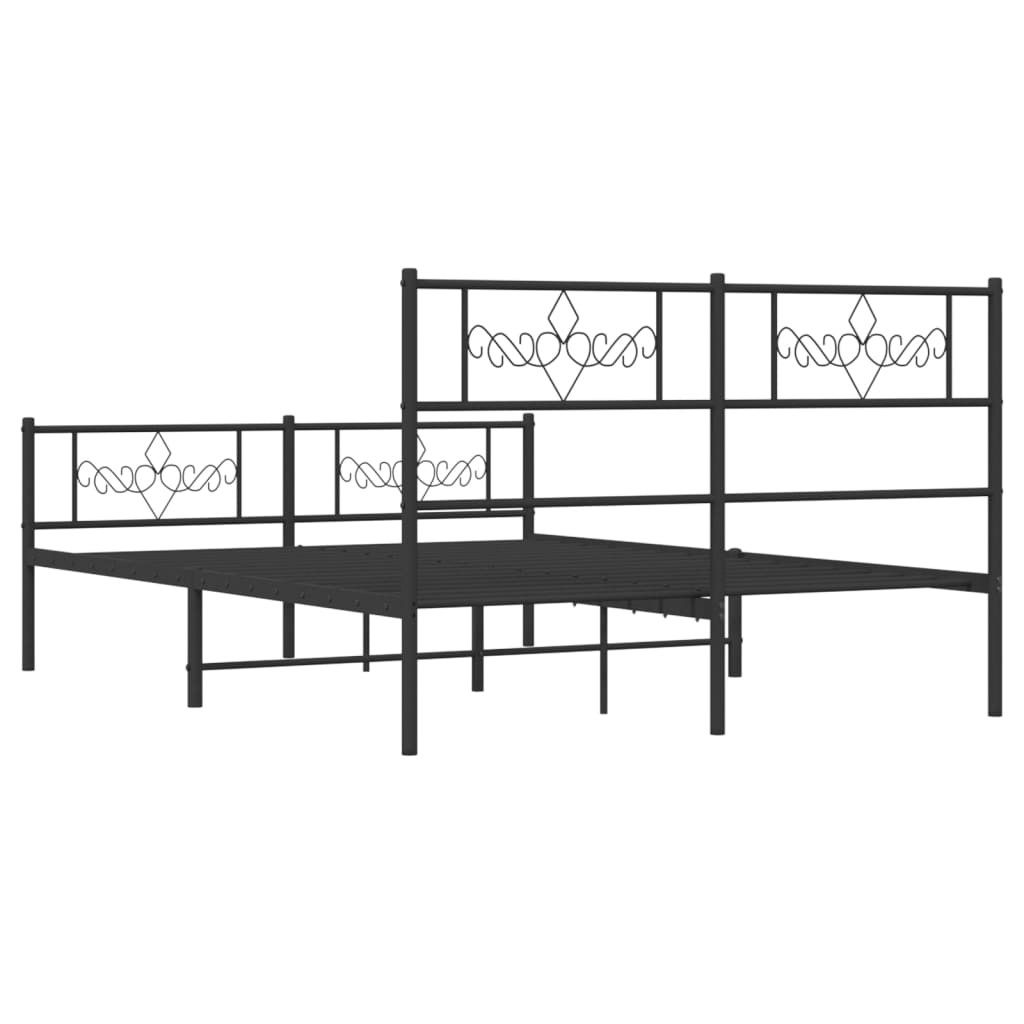 Metal Bed Frame without Mattress with Footboard Black 53.1"x74.8"