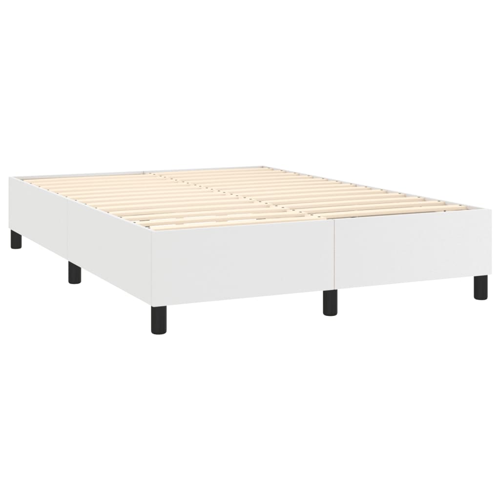 Bed Frame without Mattress White Queen Faux Leather (US Only)